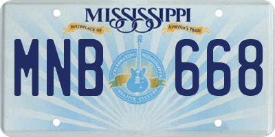 MS license plate MNB668