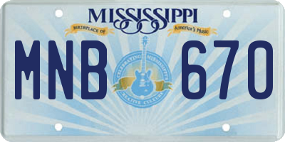 MS license plate MNB670