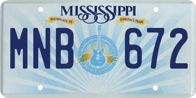 MS license plate MNB672