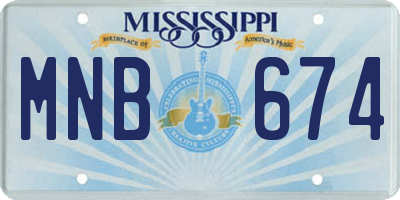 MS license plate MNB674