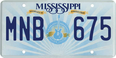 MS license plate MNB675