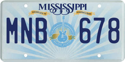 MS license plate MNB678