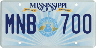 MS license plate MNB700