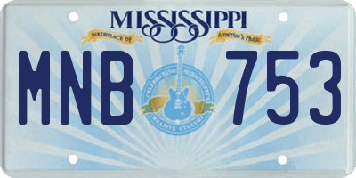 MS license plate MNB753