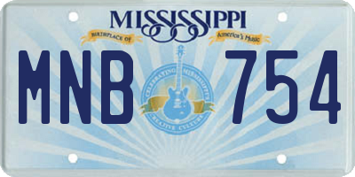 MS license plate MNB754
