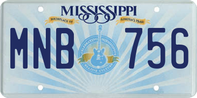 MS license plate MNB756