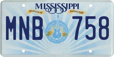 MS license plate MNB758