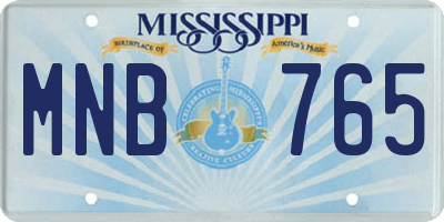 MS license plate MNB765
