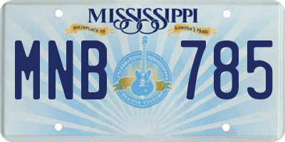 MS license plate MNB785