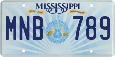 MS license plate MNB789