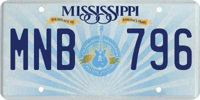 MS license plate MNB796