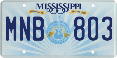MS license plate MNB803