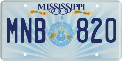MS license plate MNB820
