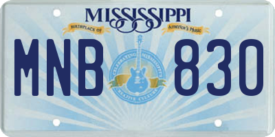 MS license plate MNB830