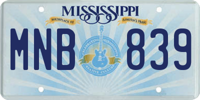 MS license plate MNB839