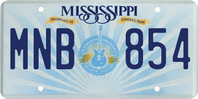 MS license plate MNB854