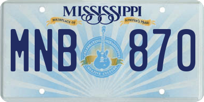 MS license plate MNB870