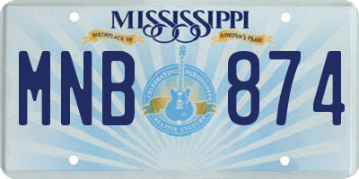 MS license plate MNB874
