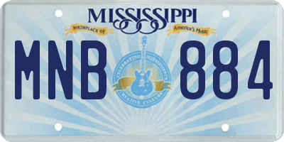 MS license plate MNB884