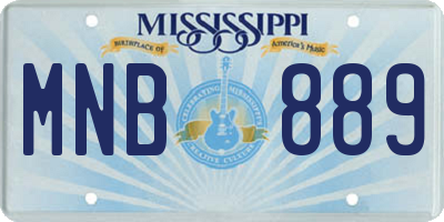 MS license plate MNB889
