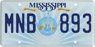 MS license plate MNB893