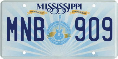 MS license plate MNB909