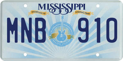 MS license plate MNB910