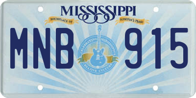 MS license plate MNB915