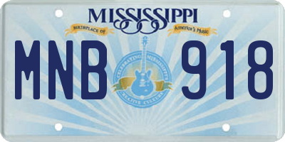 MS license plate MNB918