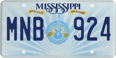 MS license plate MNB924