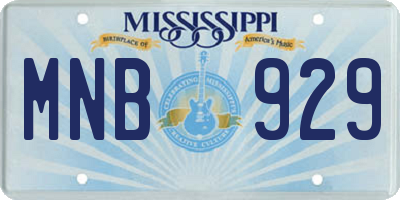 MS license plate MNB929