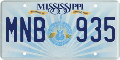 MS license plate MNB935