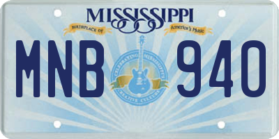 MS license plate MNB940