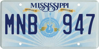 MS license plate MNB947