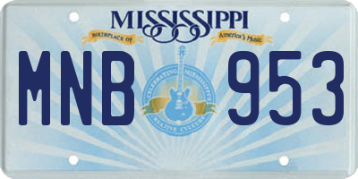 MS license plate MNB953