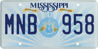 MS license plate MNB958