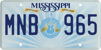 MS license plate MNB965