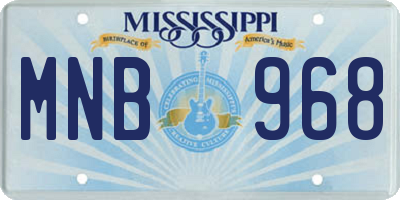 MS license plate MNB968