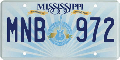 MS license plate MNB972