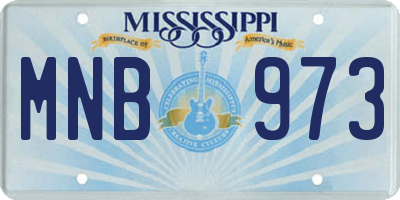 MS license plate MNB973