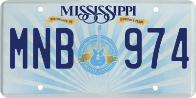 MS license plate MNB974
