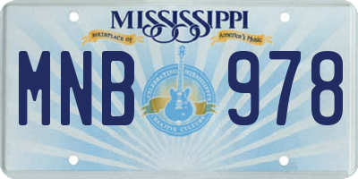 MS license plate MNB978