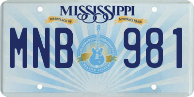 MS license plate MNB981