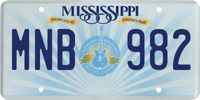 MS license plate MNB982