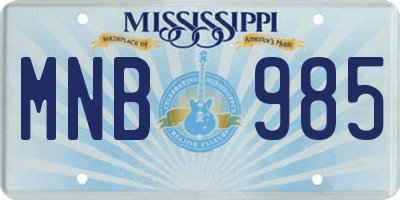 MS license plate MNB985