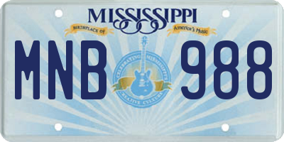 MS license plate MNB988