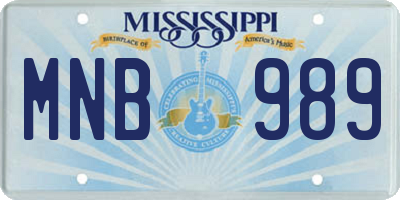 MS license plate MNB989