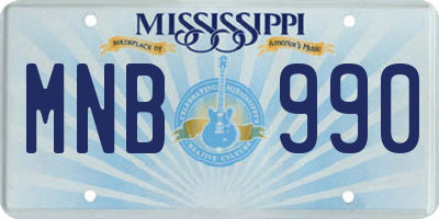 MS license plate MNB990
