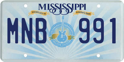 MS license plate MNB991
