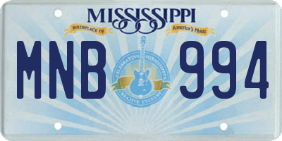 MS license plate MNB994